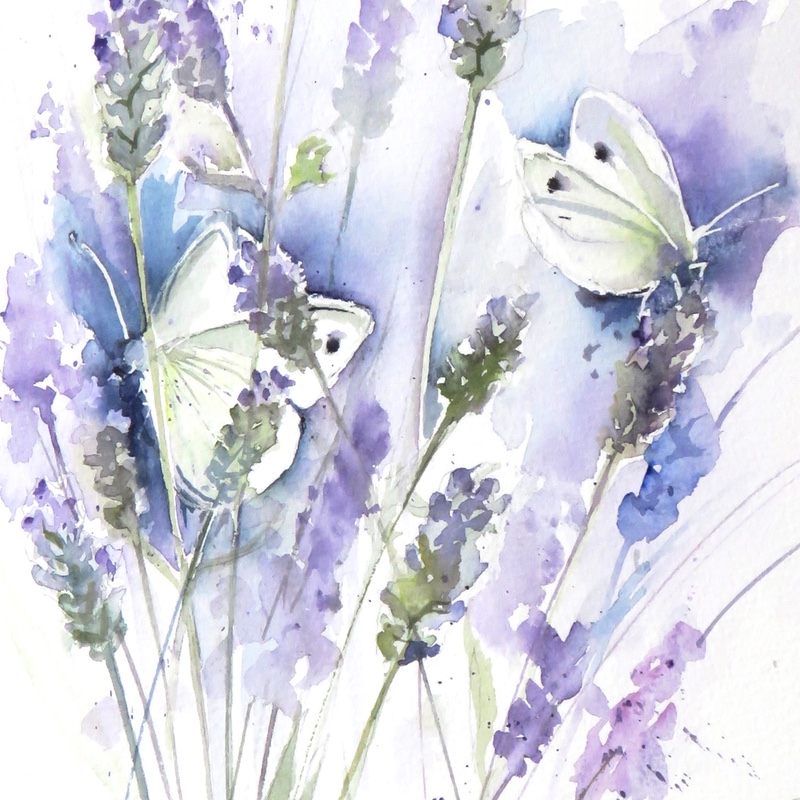 Lavender and Cabbage White Butterfly (Sold)